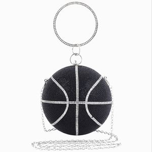Basketball Bag Clutch, Black Crystals, cross-body chain & hand / wrist drop.